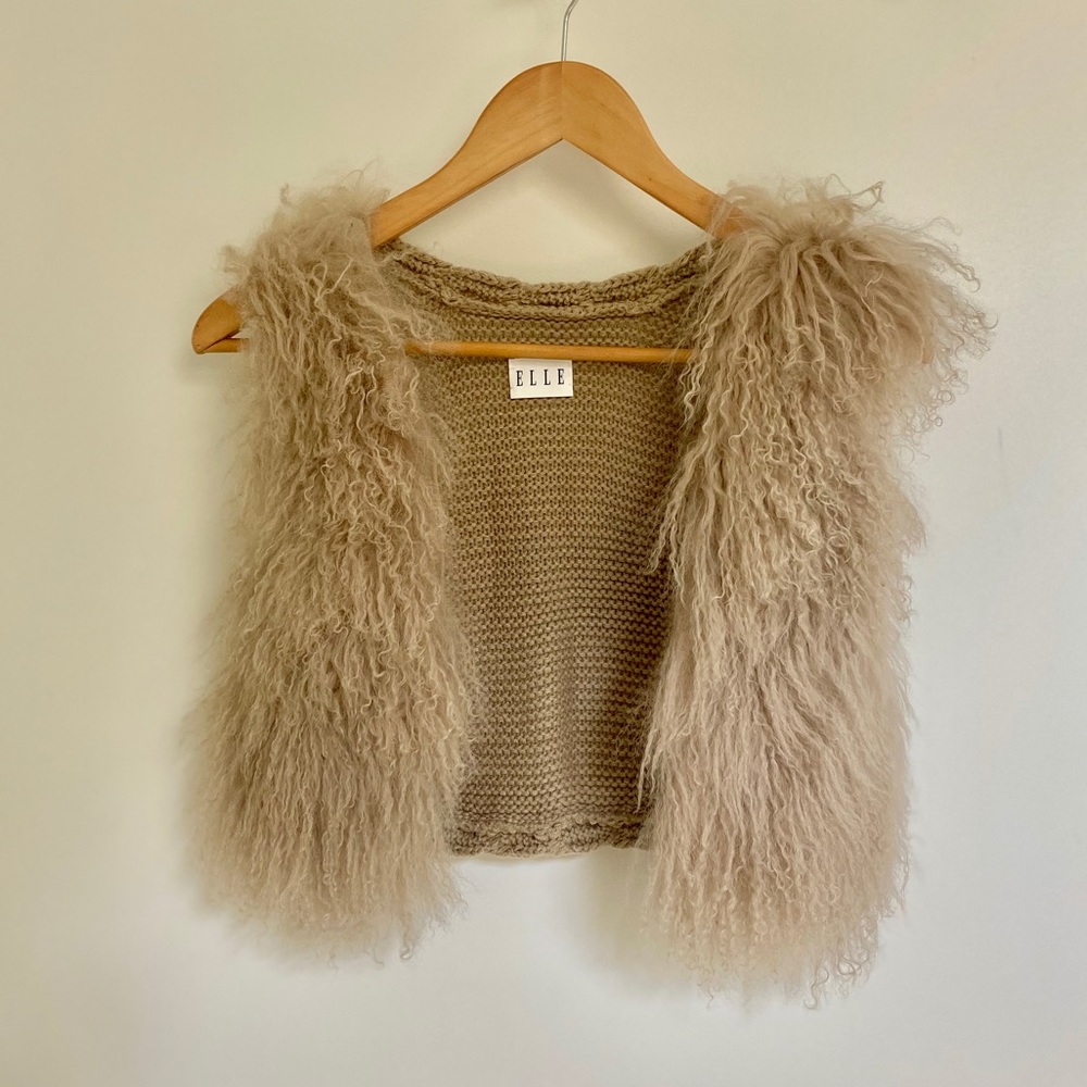 NWOT Fur and Braided Knit Vest